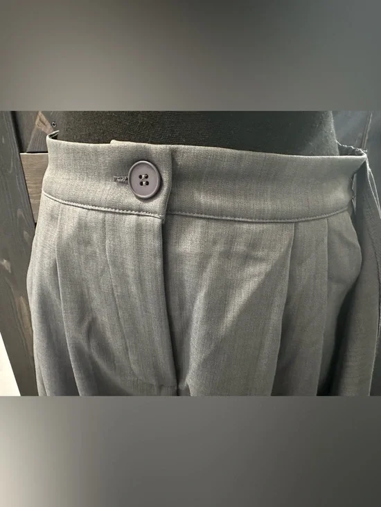 SHEIN Gray High-Waisted Wide Leg Pants W/Tie Cross Wrap - Picture 9 of 13